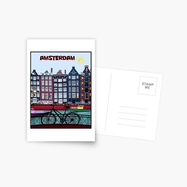 BICYCLE RIDING; In Amsterdam Holland Print Postcard