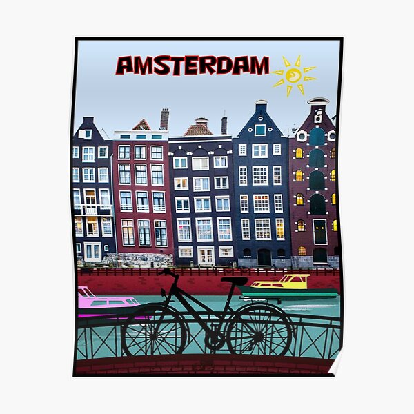 BICYCLE RIDING; In Amsterdam Holland Print Poster