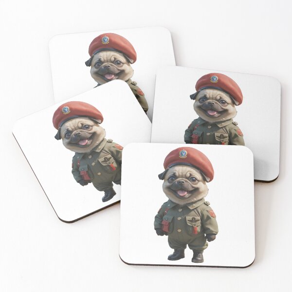 Item preview, Red Beret Commando Para Pug Dog designed and sold by GiwuArt777.