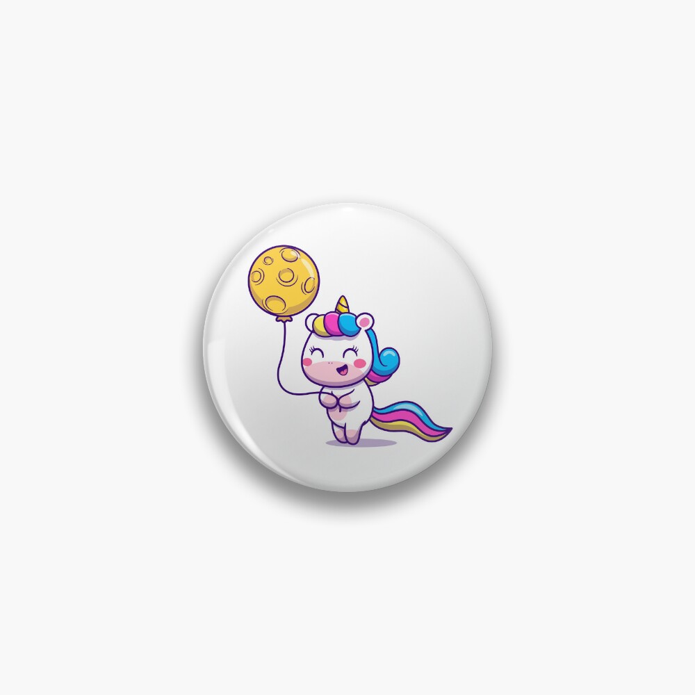 Unicorn Holding a Balloon Pin - unicorn fantasy design by HackerLooks