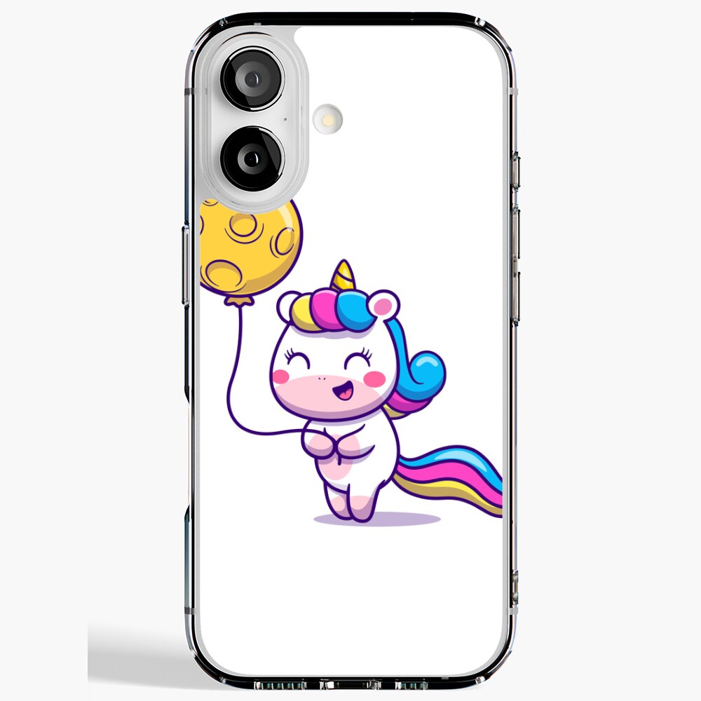 Unicorn Holding a Balloon iPhone Soft Case - unicorn fantasy design by HackerLooks