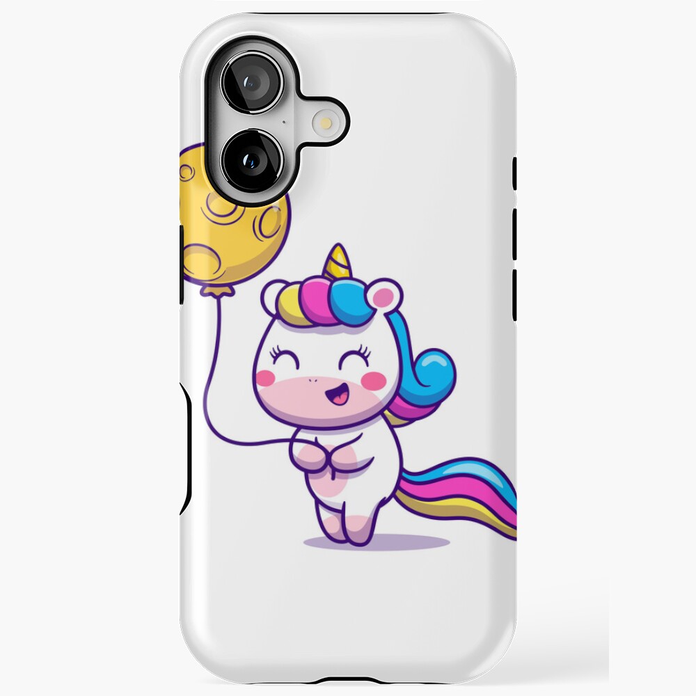 Unicorn Holding a Balloon iPhone Tough Case - unicorn fantasy design by HackerLooks