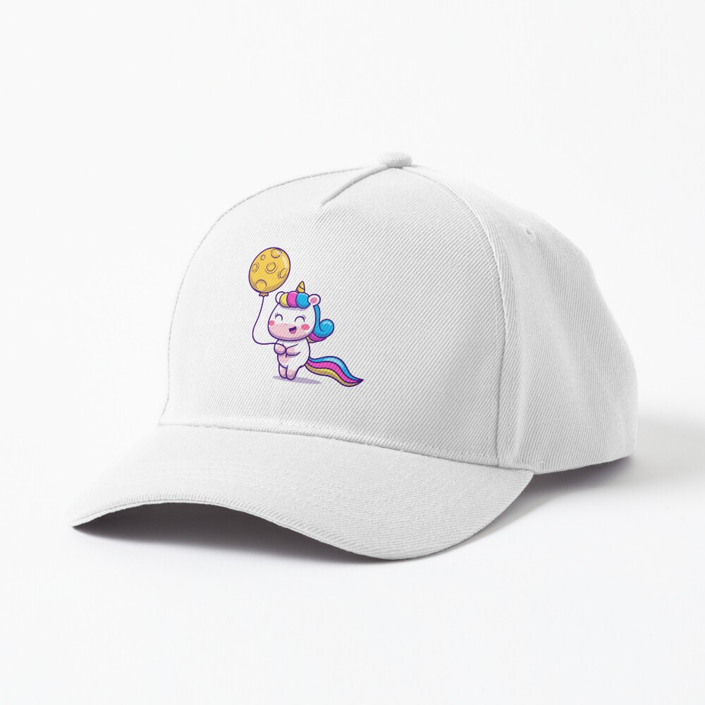 Unicorn Holding a Balloon Baseball Cap - unicorn fantasy design by HackerLooks