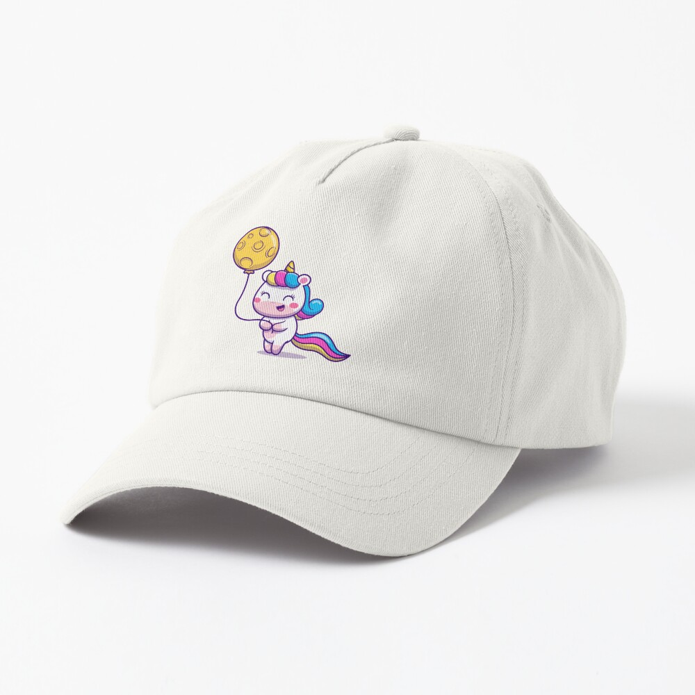 Unicorn Holding a Balloon Dad Hat - unicorn fantasy design by HackerLooks