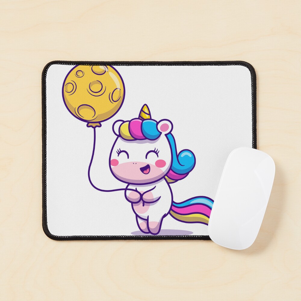 Unicorn Holding a Balloon Mouse Pad - unicorn fantasy design by HackerLooks