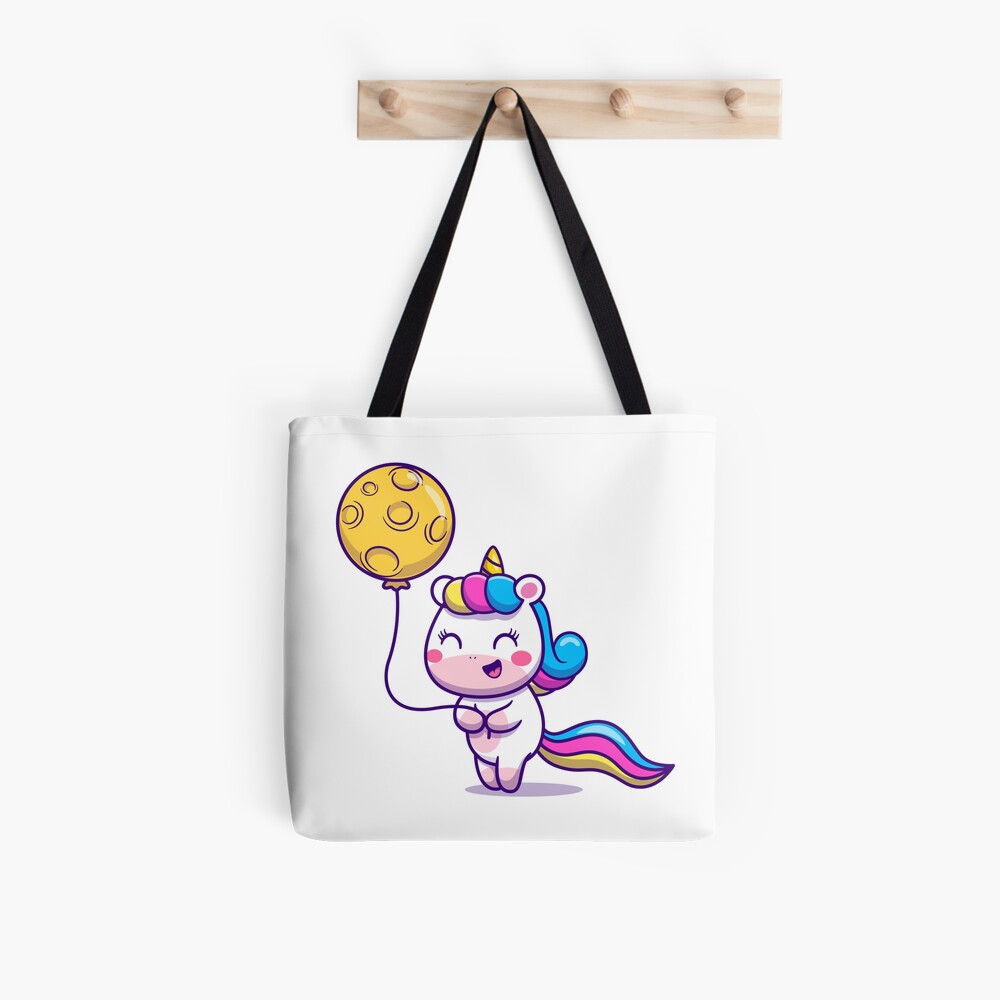 Unicorn Holding a Balloon All Over Print Tote Bag - unicorn fantasy design by HackerLooks