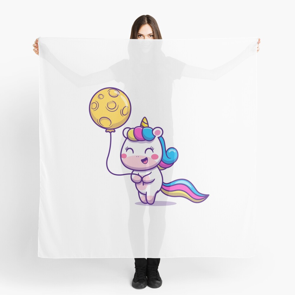Unicorn Holding a Balloon Scarf - unicorn fantasy design by HackerLooks