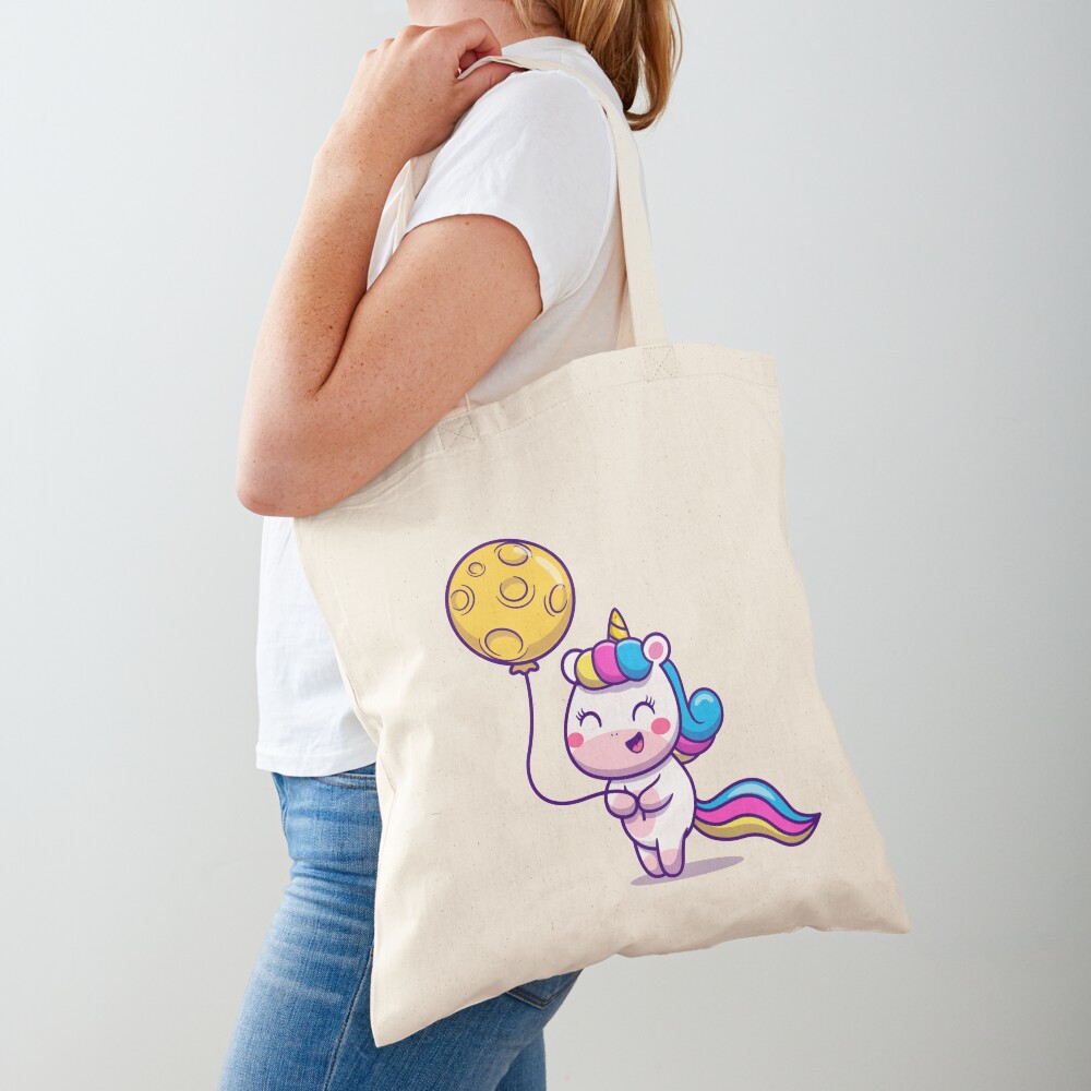 Unicorn Holding a Balloon Bags design by HackerLooks