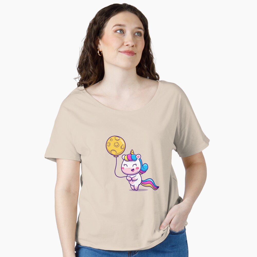 Unicorn Holding a Balloon Relaxed Fit T-Shirt - unicorn fantasy design by HackerLooks