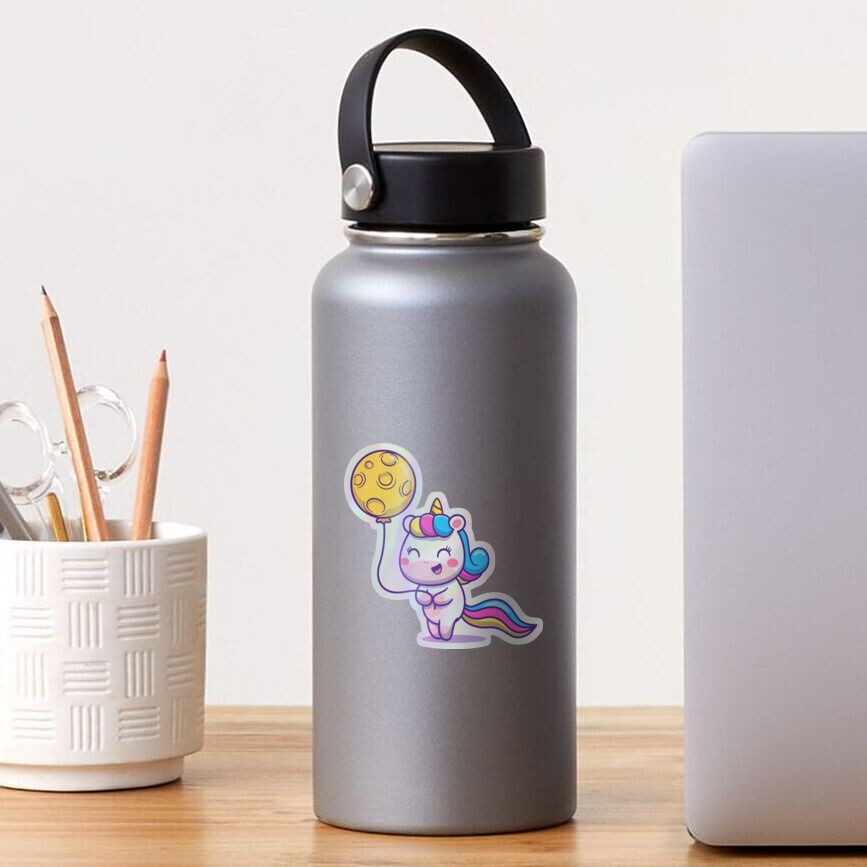 Unicorn Holding a Balloon Stickers design by HackerLooks