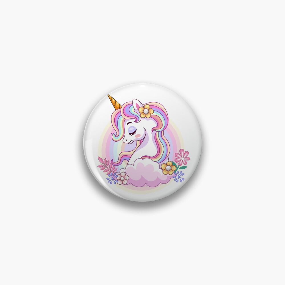 Unicorn and Roses Pin - unicorn fantasy design by HackerLooks