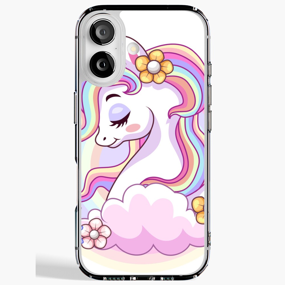 Unicorn and Roses iPhone Soft Case - unicorn fantasy design by HackerLooks
