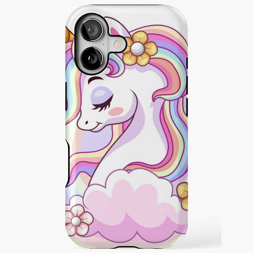 Unicorn and Roses iPhone Tough Case - unicorn fantasy design by HackerLooks