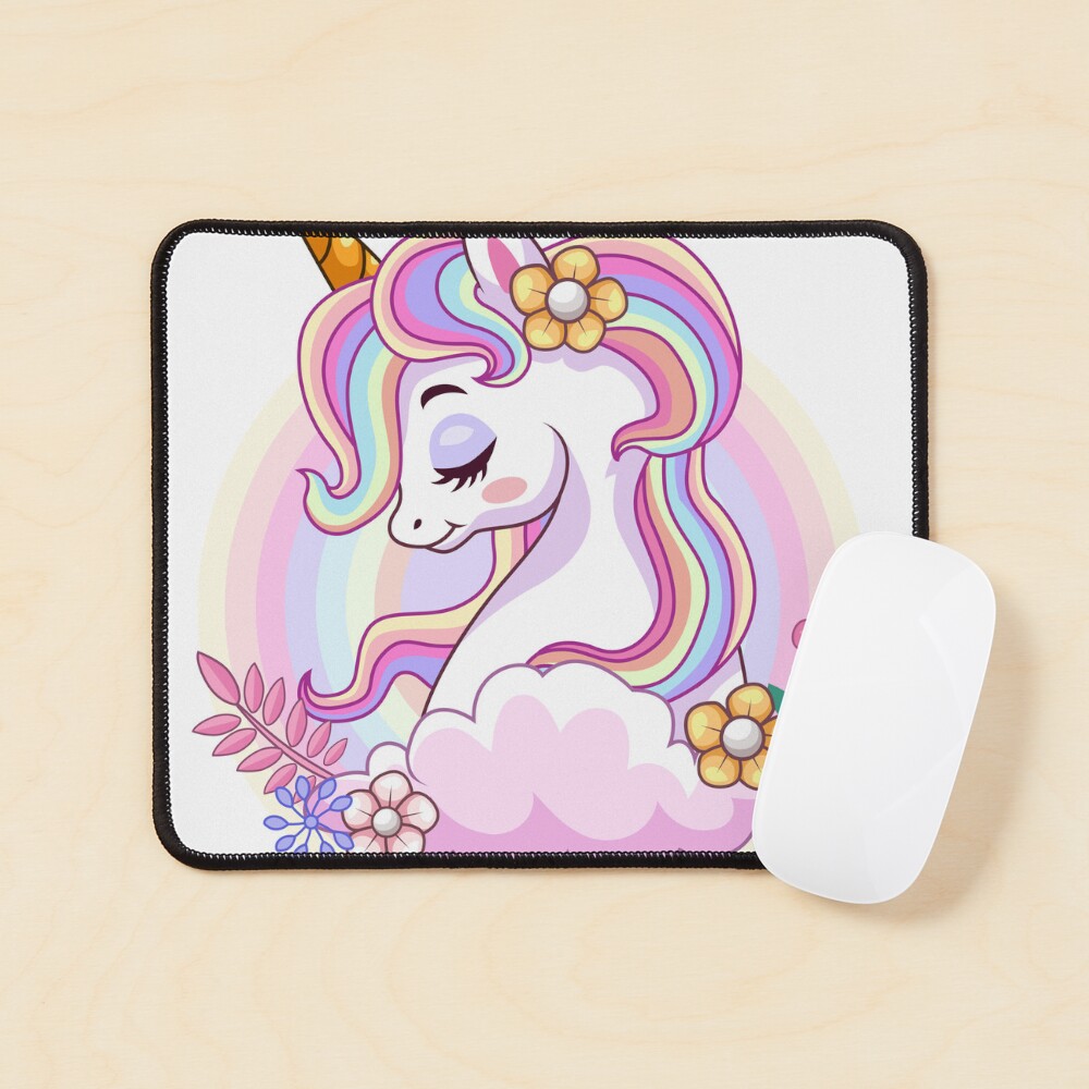 Unicorn and Roses Mouse Pad - unicorn fantasy design by HackerLooks