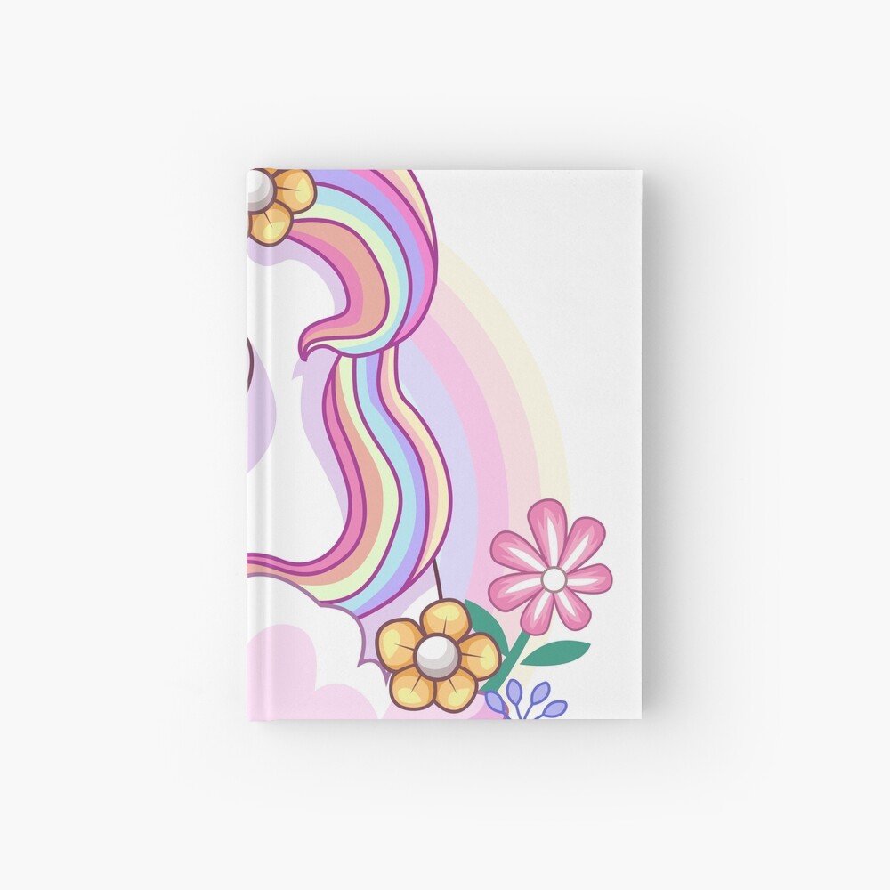 Unicorn and Roses Hardcover Journal - unicorn fantasy design by HackerLooks