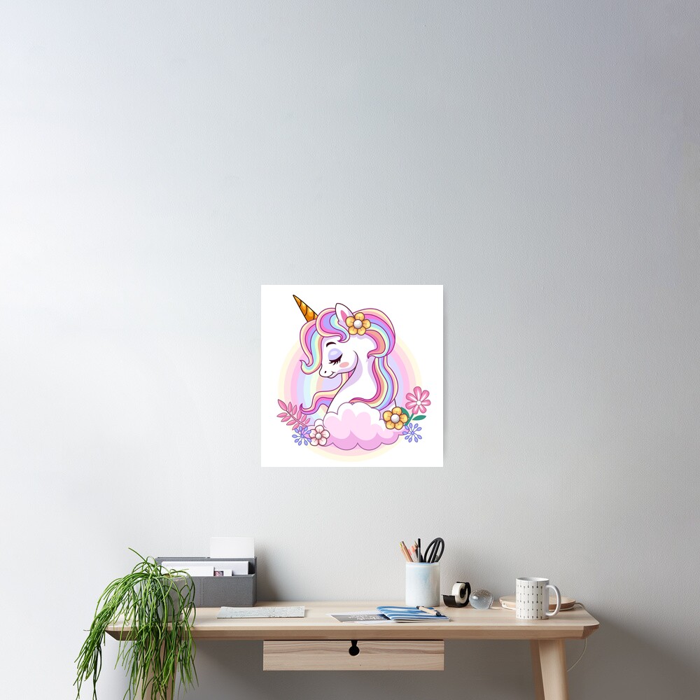Unicorn and Roses Wall Art design by HackerLooks
