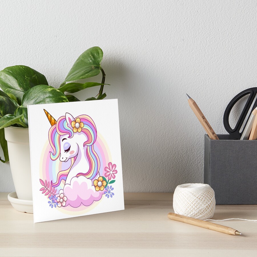 Unicorn and Roses Art Board Print - unicorn fantasy design by HackerLooks
