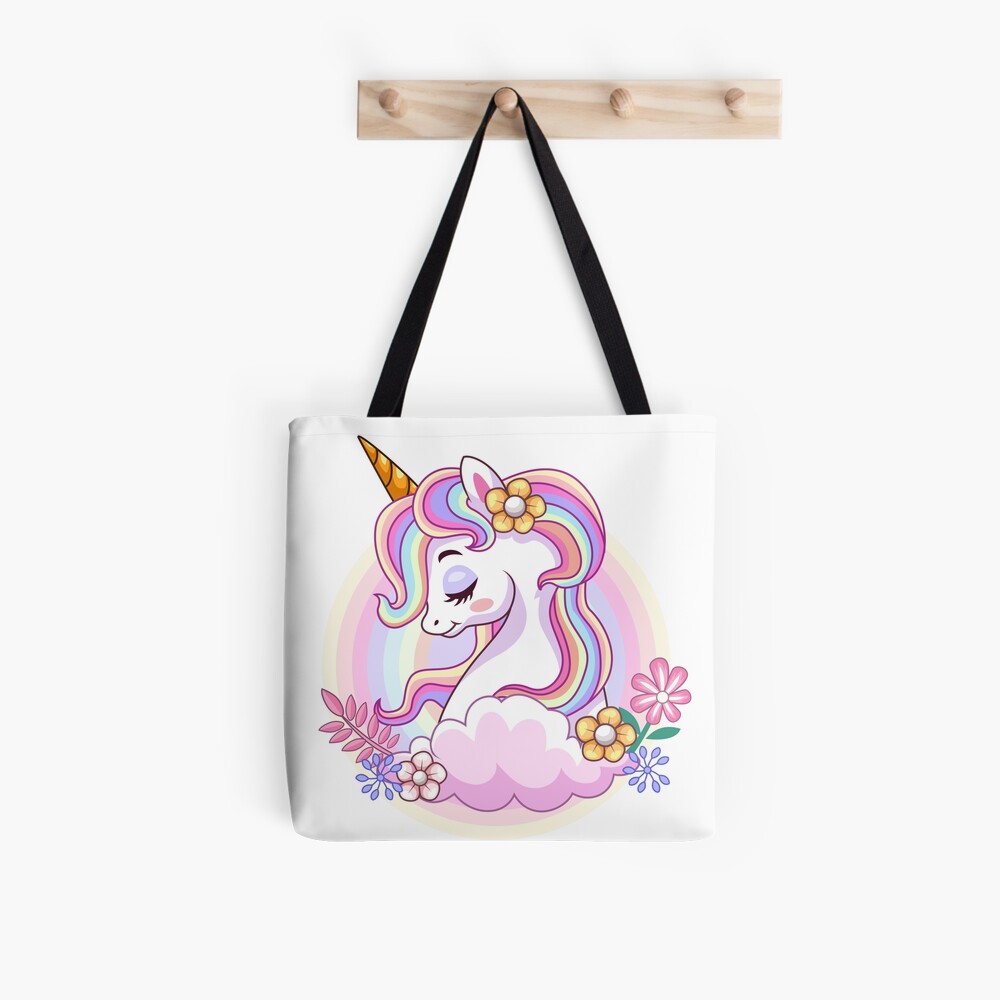 Unicorn and Roses All Over Print Tote Bag - unicorn fantasy design by HackerLooks