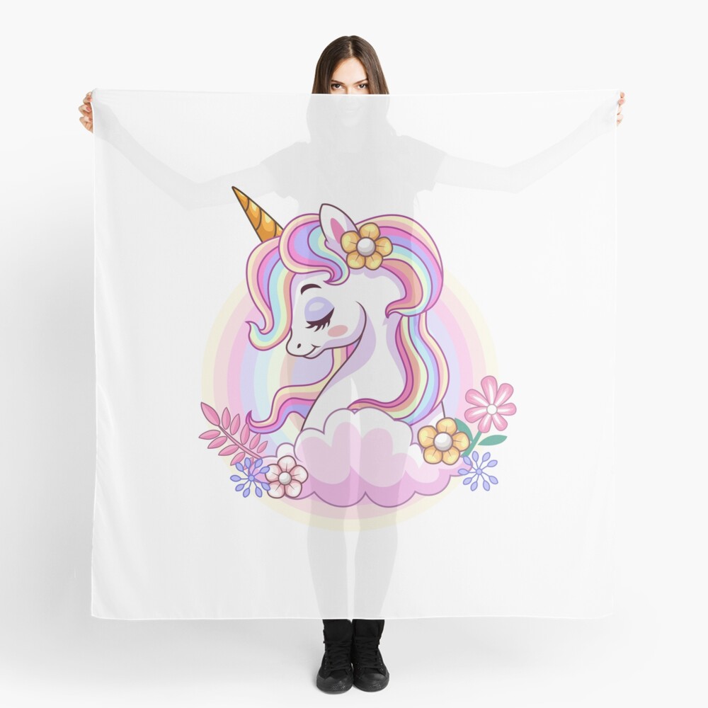 Unicorn and Roses Scarf - unicorn fantasy design by HackerLooks