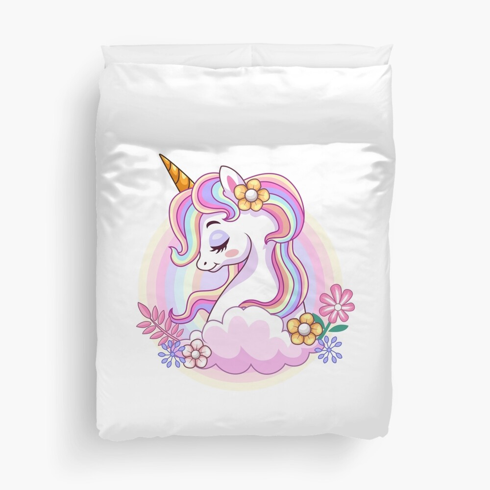 Unicorn and Roses Duvet Cover - unicorn fantasy design by HackerLooks