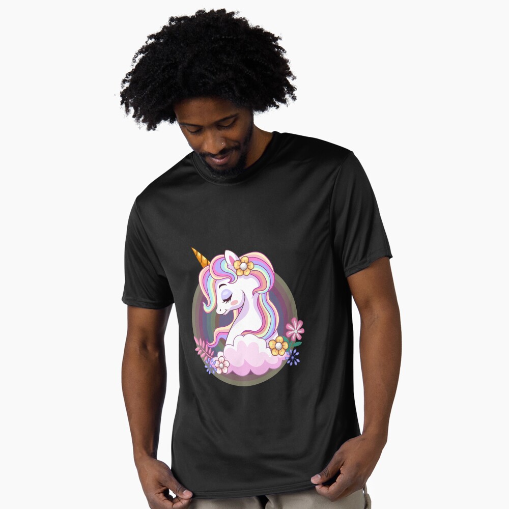 Unicorn and Roses Active T-Shirt - unicorn fantasy design by HackerLooks