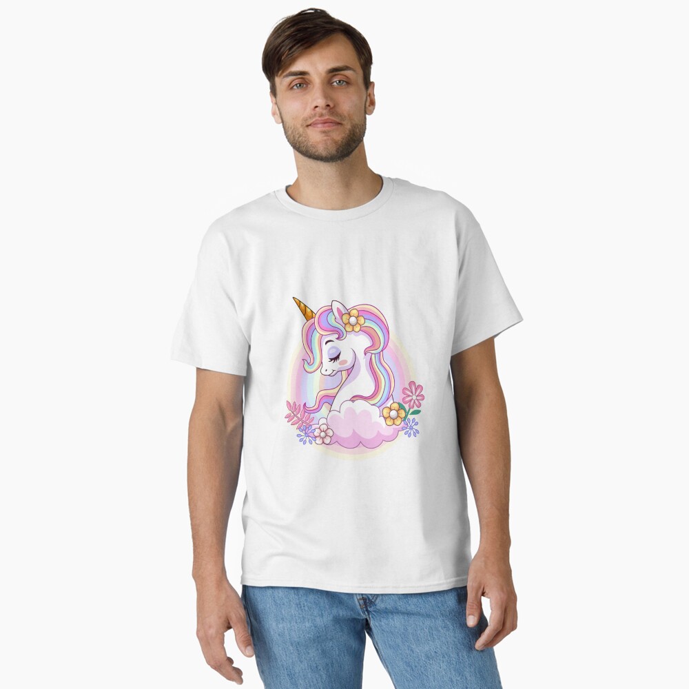 Unicorn and Roses Classic T-Shirt - unicorn fantasy design by HackerLooks