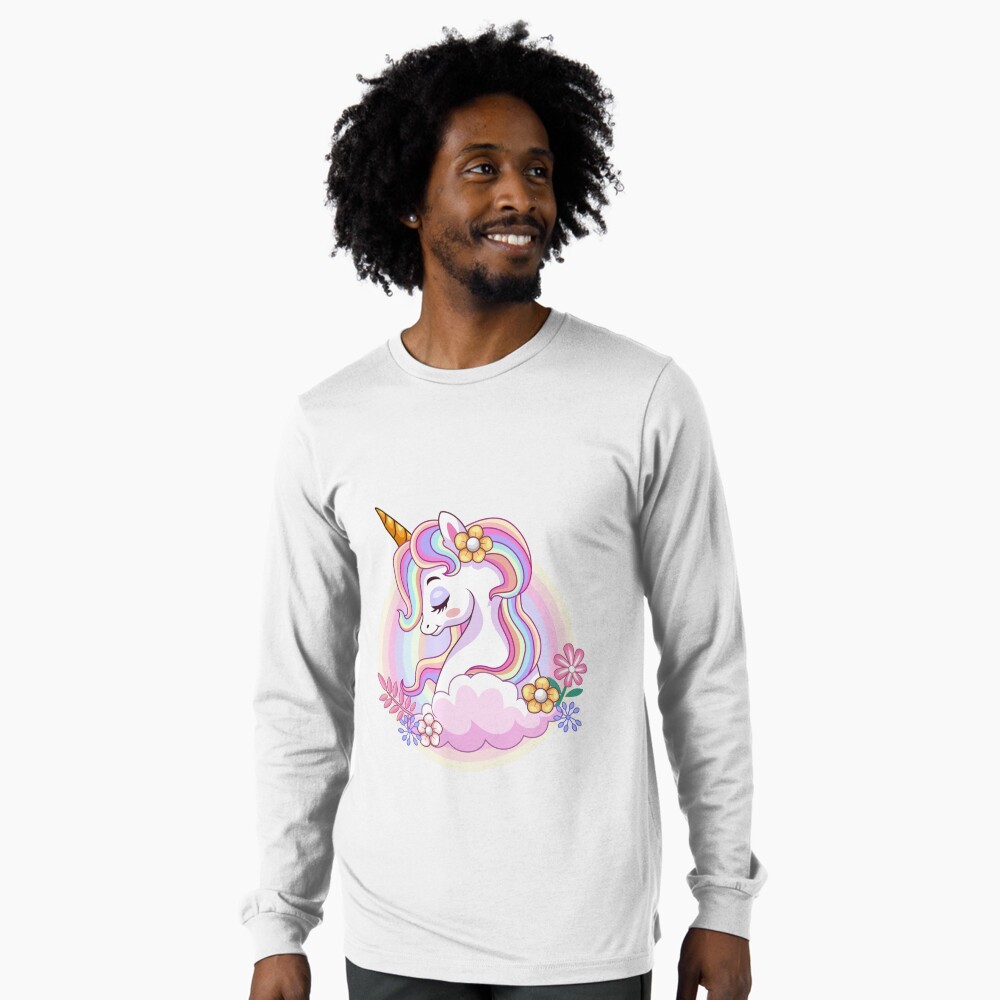 Unicorn and Roses Long Sleeve T-Shirt - unicorn fantasy design by HackerLooks