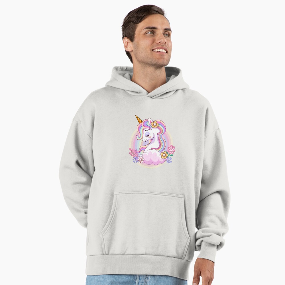 Unicorn and Roses Premium Oversized Hoodie - unicorn fantasy design by HackerLooks
