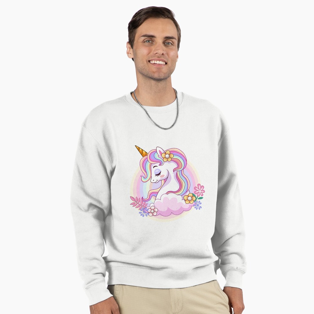 Unicorn and Roses Pullover Sweatshirt - unicorn fantasy design by HackerLooks