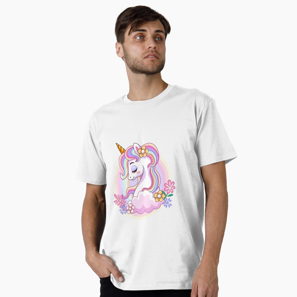 Unicorn and Roses Premium T-Shirt - unicorn fantasy design by HackerLooks