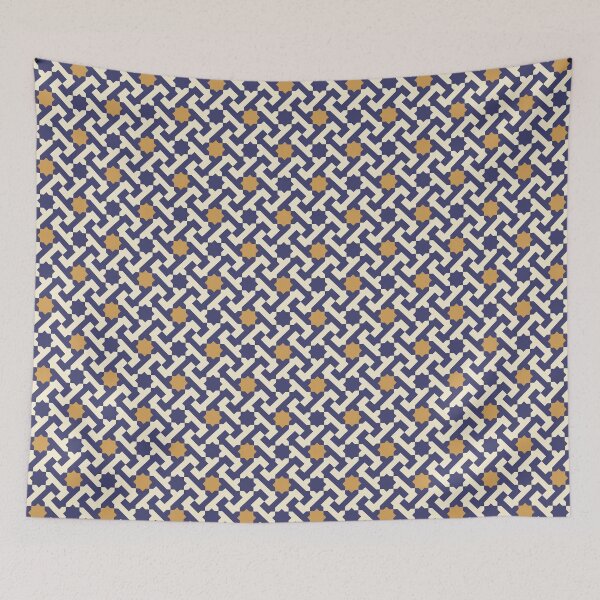 Item preview, Moroccan Geometric Pattern in Yellow and Blue designed and sold by Harmonish.