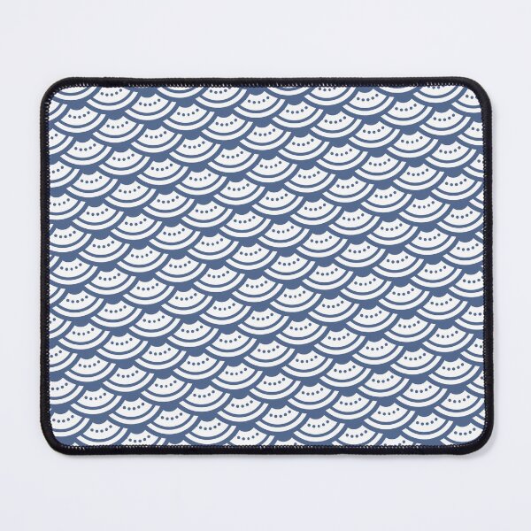 Item preview, Blue background & White Scale Waves Replicating Continuous Pattern  designed and sold by Alchemy-A-La-G.