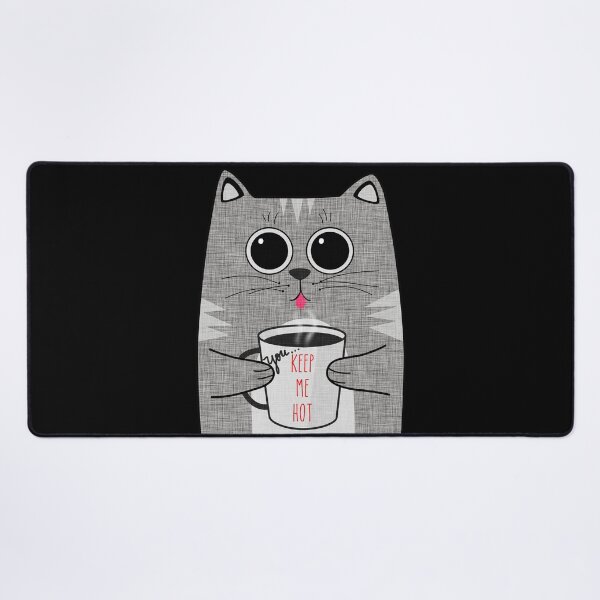 Item preview, Keep Me Hot Cat Holding Coffee Cup Linen Look Cute designed and sold by CheriesArt.
