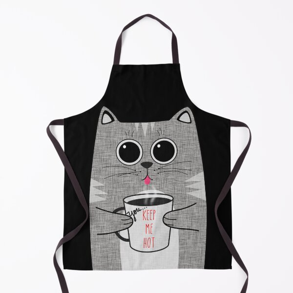 Item preview, Keep Me Hot Cat Holding Coffee Cup Linen Look Cute designed and sold by CheriesArt.
