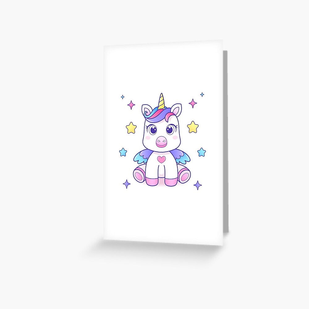 Super Cute Unicorn Greeting Card - unicorn fantasy design by HackerLooks