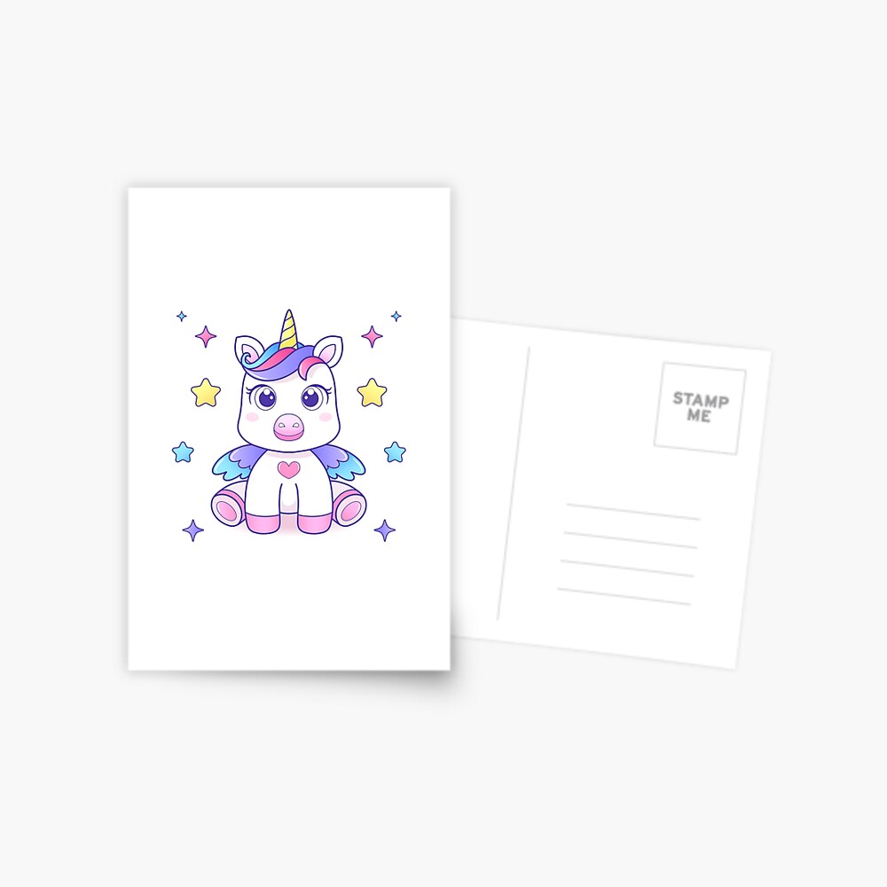 Super Cute Unicorn Postcard - unicorn fantasy design by HackerLooks