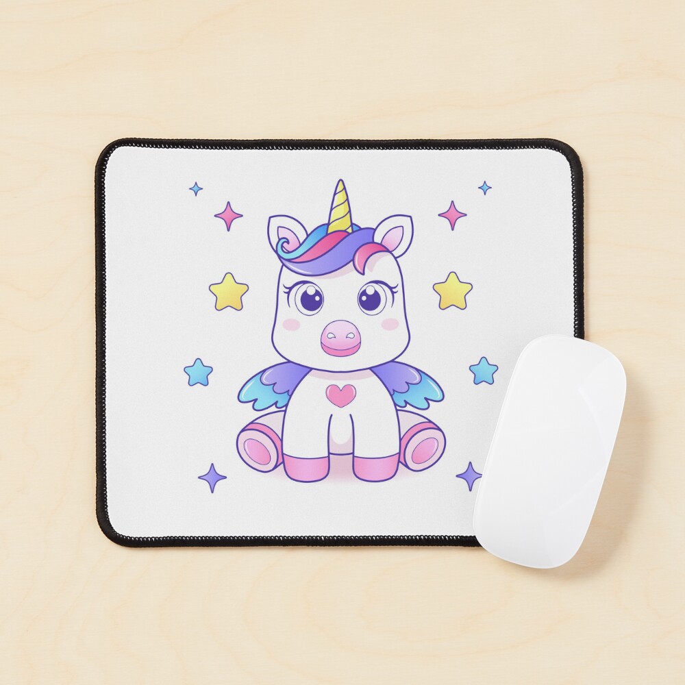 Super Cute Unicorn Mouse Pad - unicorn fantasy design by HackerLooks