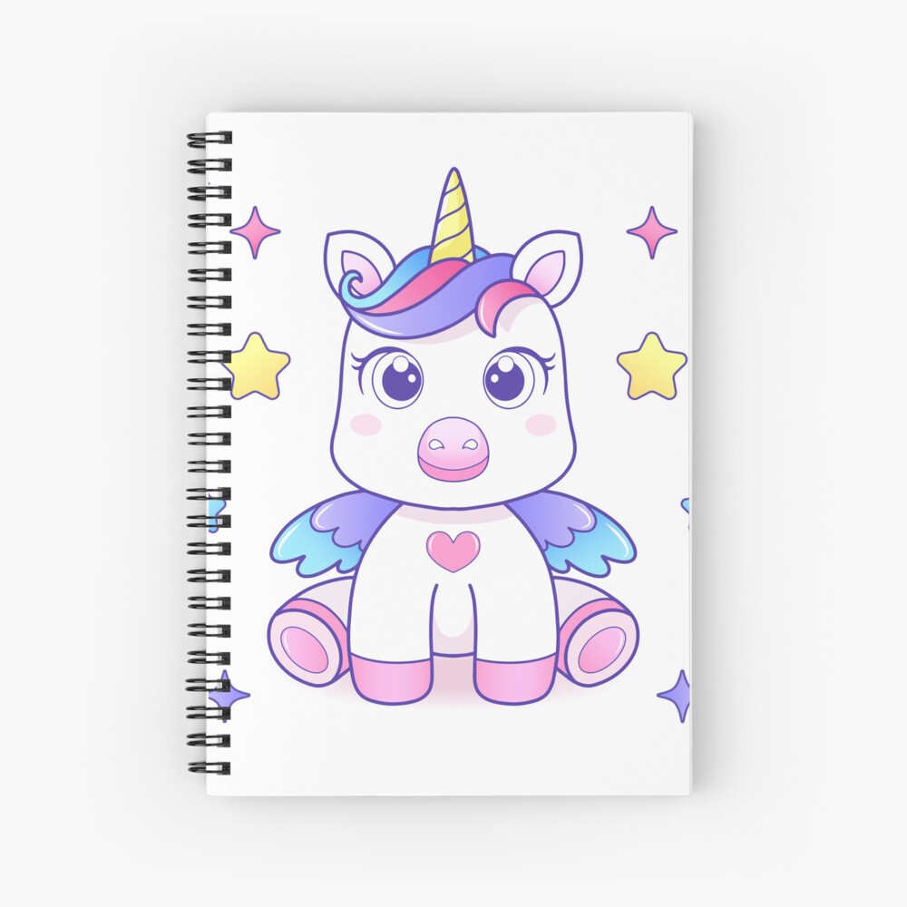 Super Cute Unicorn Spiral Notebook - unicorn fantasy design by HackerLooks