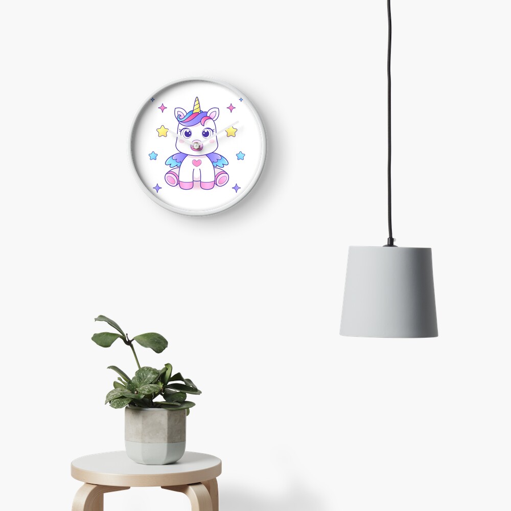 Super Cute Unicorn Clock - unicorn fantasy design by HackerLooks