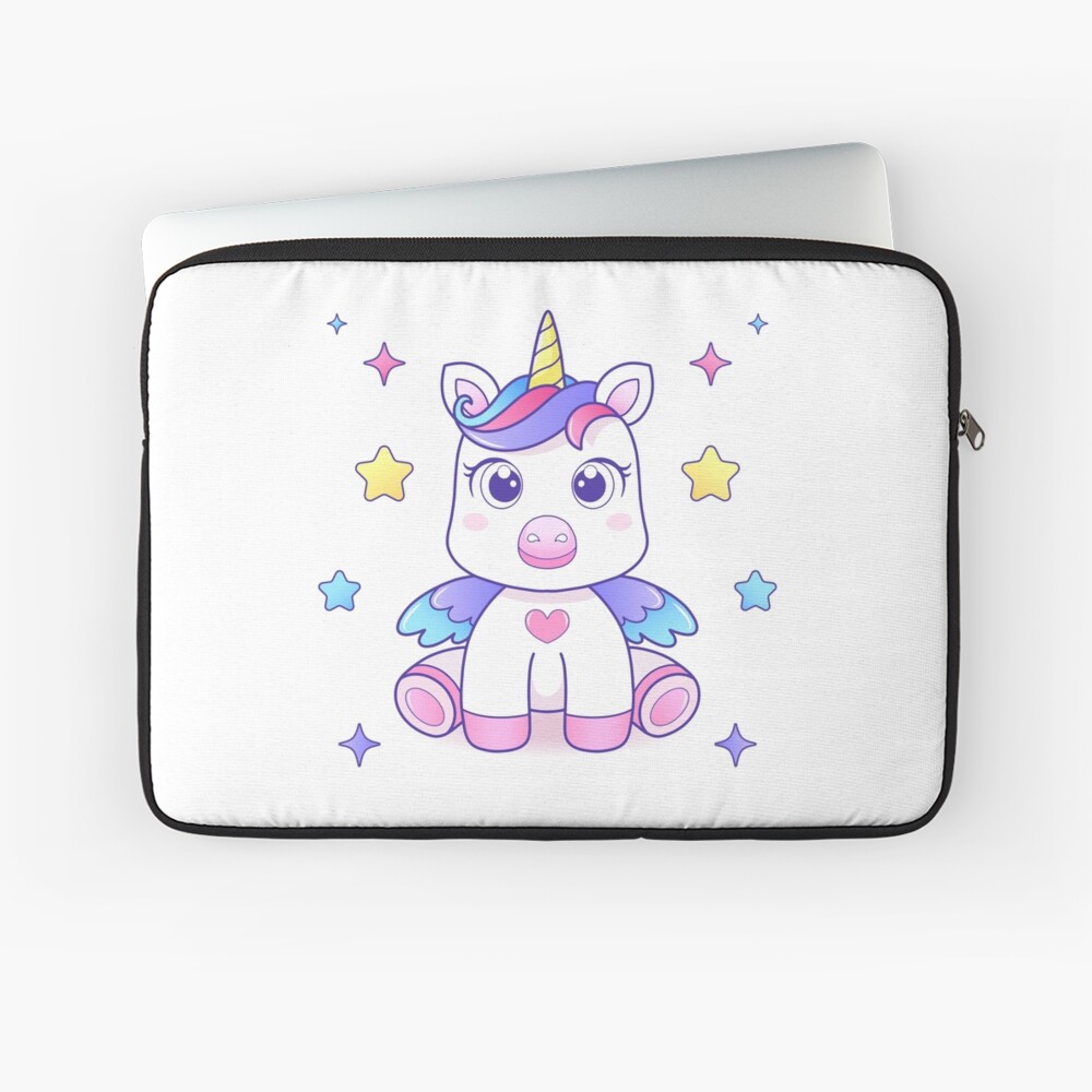 Super Cute Unicorn Laptop Sleeve - unicorn fantasy design by HackerLooks