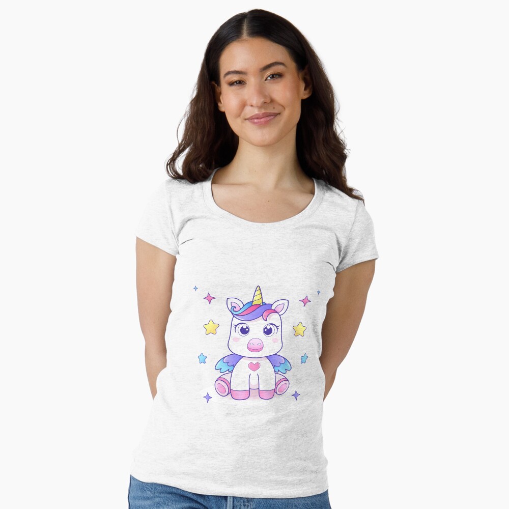 Super Cute Unicorn Fitted Scoop T-Shirt - unicorn fantasy design by HackerLooks