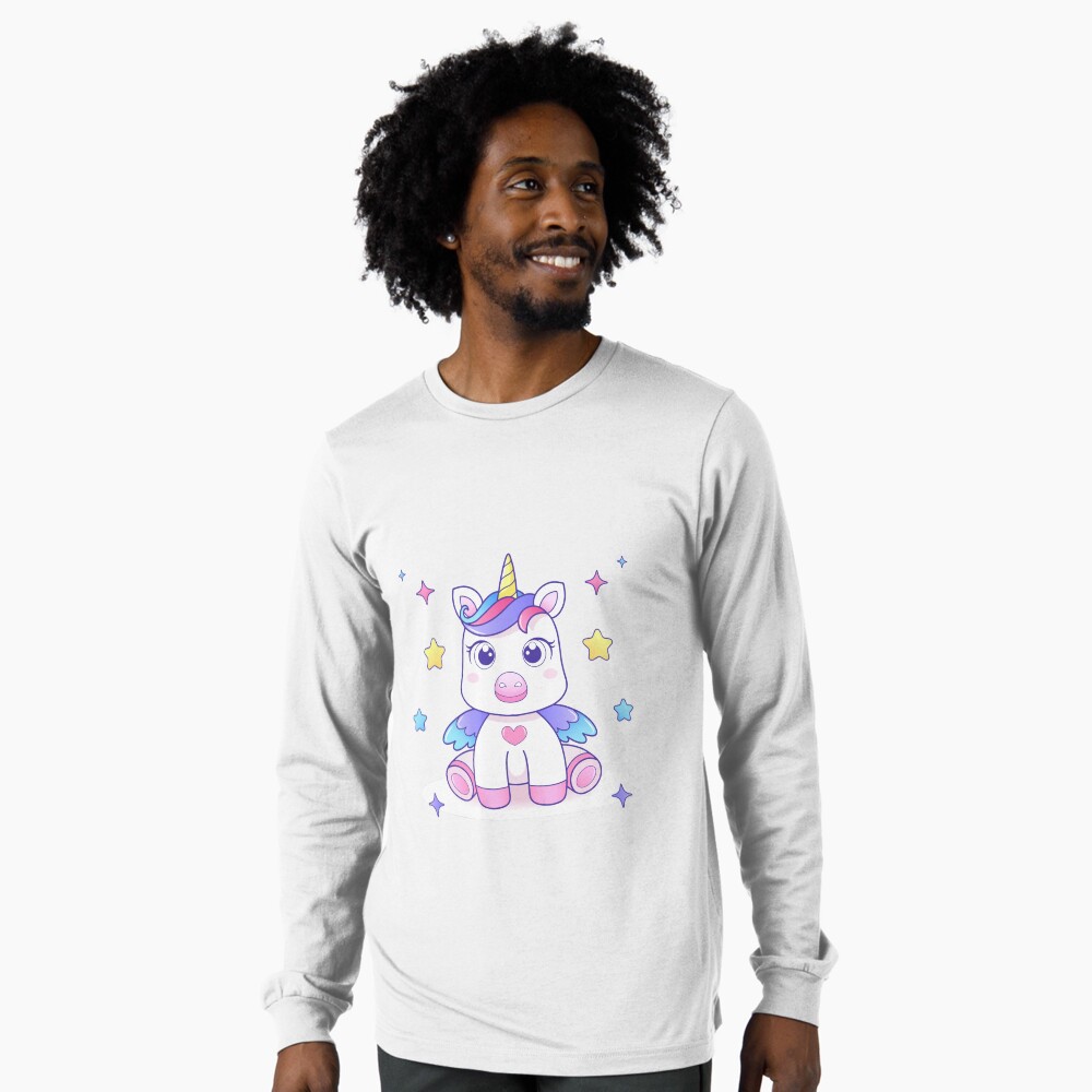Super Cute Unicorn Long Sleeve T-Shirt - unicorn fantasy design by HackerLooks