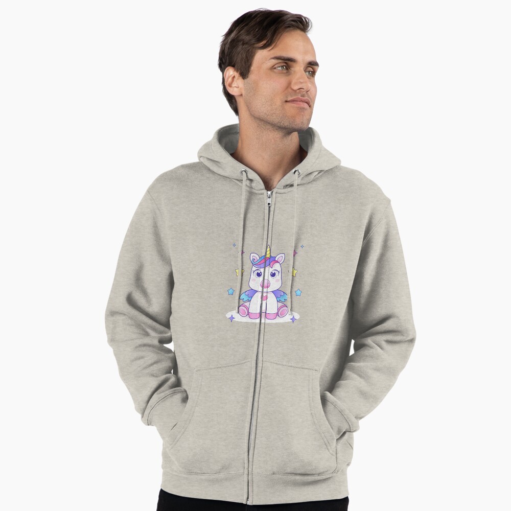 Super Cute Unicorn Zipped Hoodie - unicorn fantasy design by HackerLooks