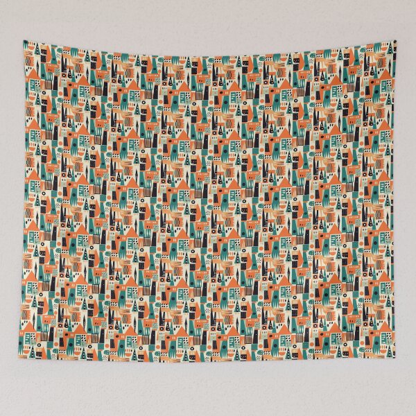 Item preview, 50's 60's Inspired Vintage Patterned Wallpaper designed and sold by MadeLivelyShop.