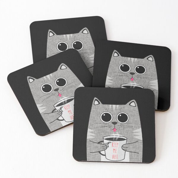 Item preview, Keep Me Hot Cat Holding Coffee Cup Linen Look Cute designed and sold by CheriesArt.