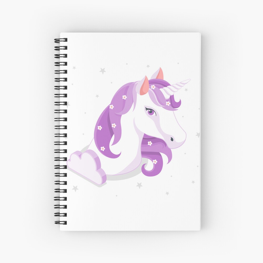 Unicorn and Stars Spiral Notebook - unicorn fantasy design by HackerLooks