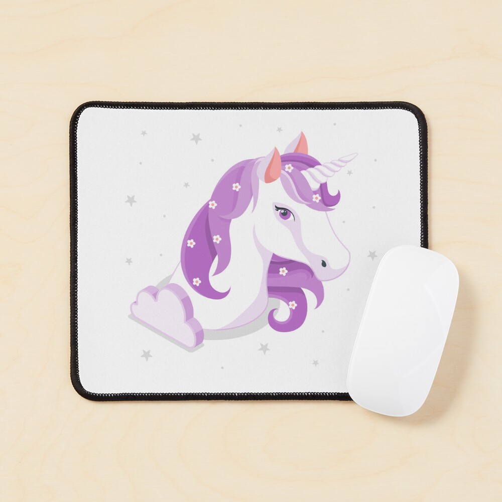 Unicorn and Stars Mouse Pad - unicorn fantasy design by HackerLooks