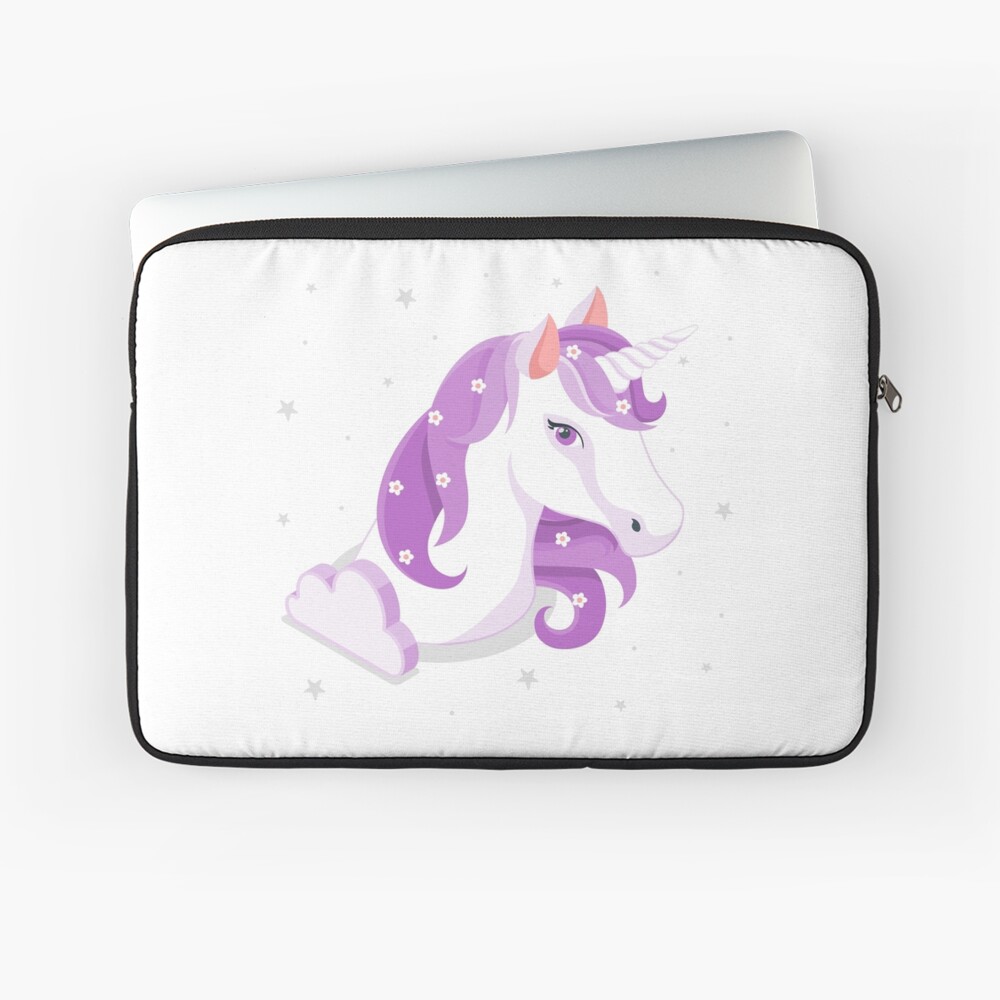 Unicorn and Stars Laptop Sleeve - unicorn fantasy design by HackerLooks