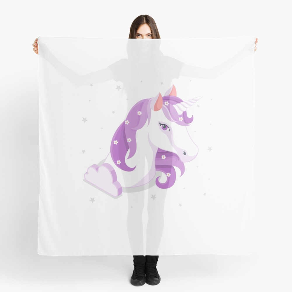 Unicorn and Stars Scarf - unicorn fantasy design by HackerLooks