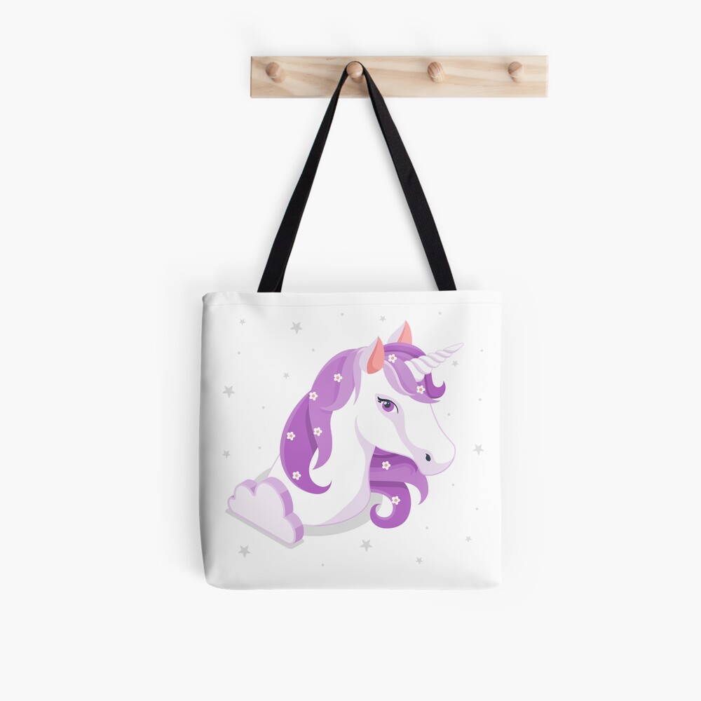 Unicorn and Stars All Over Print Tote Bag - unicorn fantasy design by HackerLooks